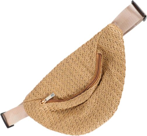 PRETYZOOM Hip Bag 1pc waist bag Chest Bag Waist Pouch Cross- body Pouch Imitation Straw Woven Waist simulation straw chest bag Bag fanny pack Belt Bags Dark Brown