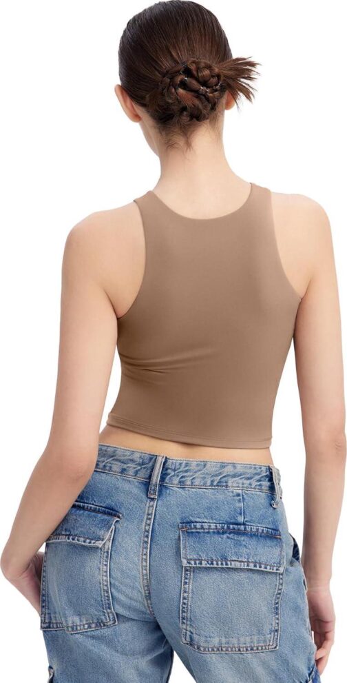 PUMIEY Women's High Neck Tank Top Sleeveless Summer Crop Tops for Women Smoke Cloud Pro Collection - Image 4