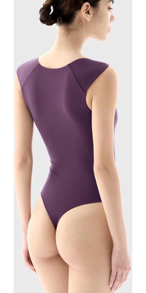 PUMIEY Women's Square Neck Cap Sleeve Bodysuit Sexy Slimming Tank Top Smoke Cloud Collection - Image 4