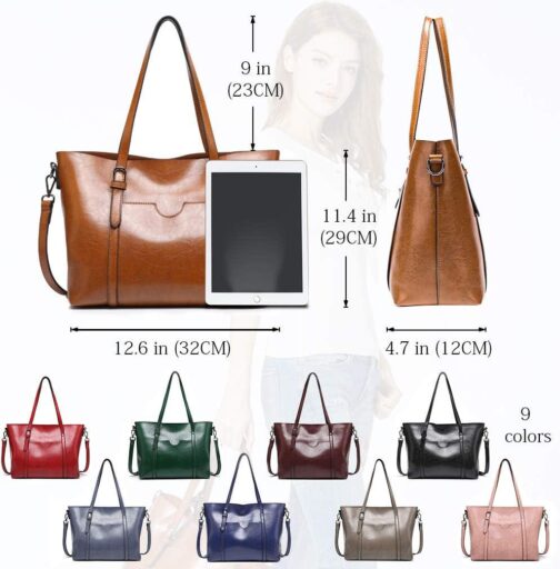 Pahajim Womens Leather Purses and Handbags Top Handle Satchel Bags Tote Bags Tote Purses for Women - Image 3