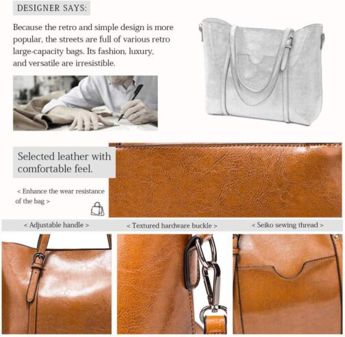 Pahajim Womens Leather Purses and Handbags Top Handle Satchel Bags Tote Bags Tote Purses for Women - Image 6
