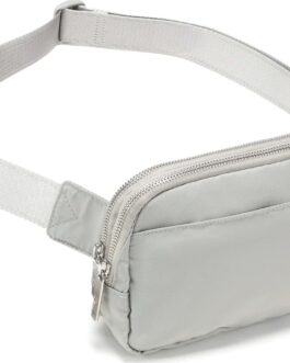 Pander Everywhere Belt Bag for Women, 5 Zipper Pockets RPET Polyester Crossbody Fanny Pack Purse (Seal Grey)