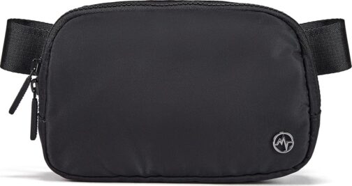 Pander Two Way Zipper Fanny Pack Nylon Everywhere Belt Bag for Women, Water Repellent Waist Packs, Crossbody Bags with Adjustable Strap (Black).