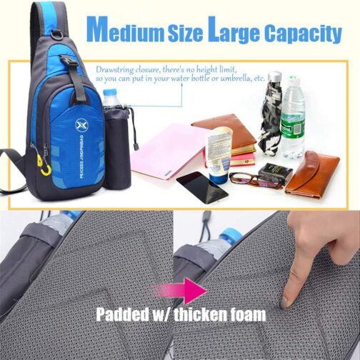 Peicees Chest Crossbody Sling Backpack Bag Travel Bike Gym Daypack for Women Men - Image 4