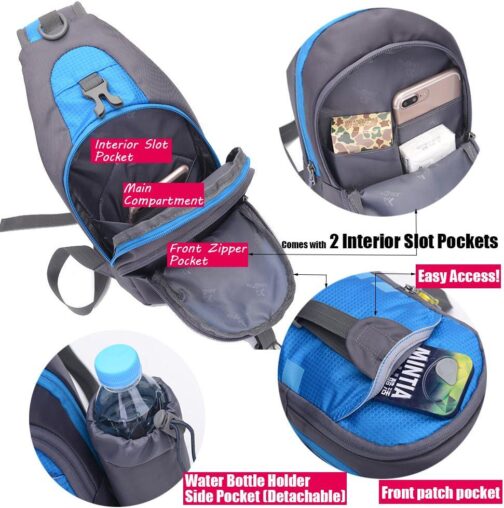 Peicees Chest Crossbody Sling Backpack Bag Travel Bike Gym Daypack for Women Men - Image 3