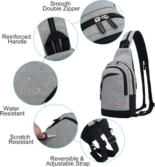 Peicees Small Sling Bag for Women Mens Convertible Crossbody Backpack Shoulder Chest Daypack with Zipper Strap for Hiking - Image 5