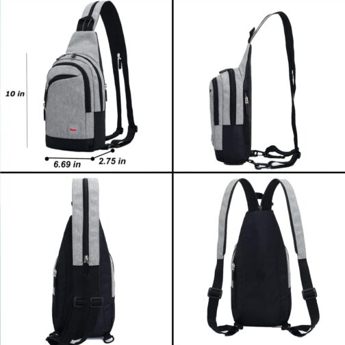 Peicees Small Sling Bag for Women Mens Convertible Crossbody Backpack Shoulder Chest Daypack with Zipper Strap for Hiking - Image 6