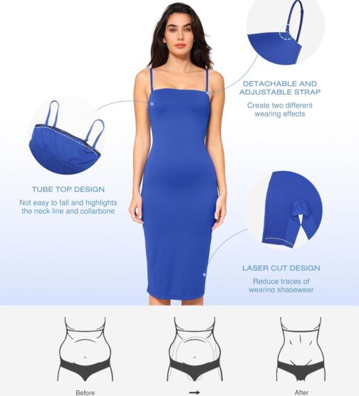 Popilush The Shapewear Dress BlueTag Collection - Maxi Tube Dress Spaghetti Strap Dress Summer Cooling - Image 4
