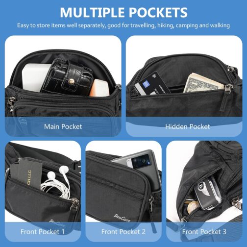 ProCase Fanny Pack Waist Packs for Men Women, Waist Bag Hip Pack for Travel Hiking Running Outdoor Sports -Black - Image 4
