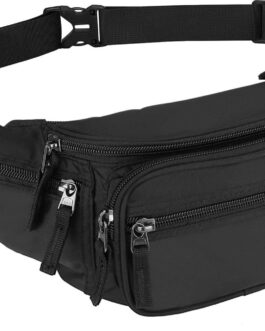 ProCase Fanny Pack Waist Packs for Men Women, Waist Bag Hip Pack for Travel Hiking Running Outdoor Sports -Black