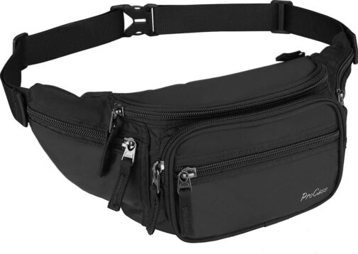 ProCase Fanny Pack Waist Packs for Men Women, Waist Bag Hip Pack for Travel Hiking Running Outdoor Sports -Black