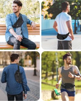 ProCase Fanny Pack Waist Packs for Men Women, Waist Bag Hip Pack for Travel Hiking Running Outdoor Sports -Black