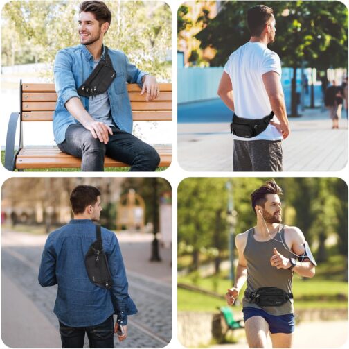 ProCase Fanny Pack Waist Packs for Men Women, Waist Bag Hip Pack for Travel Hiking Running Outdoor Sports -Black - Image 2