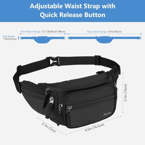 ProCase Fanny Pack Waist Packs for Men Women, Waist Bag Hip Pack for Travel Hiking Running Outdoor Sports -Black - Image 5