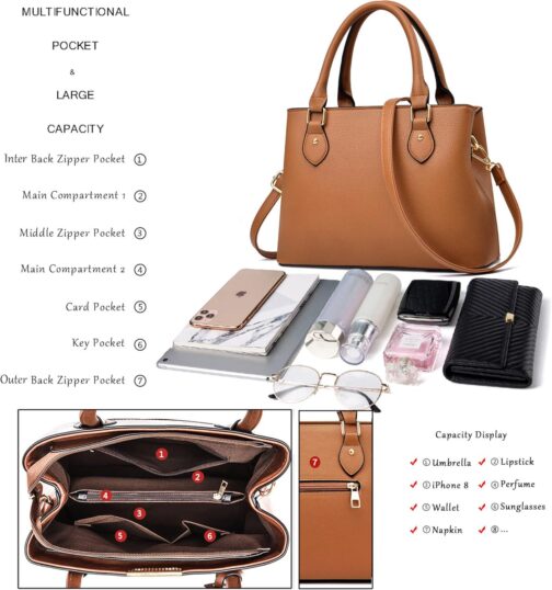 Purses and Handbags for Women Leather Crossbody Bags Women's Tote Shoulder Bag - Image 6