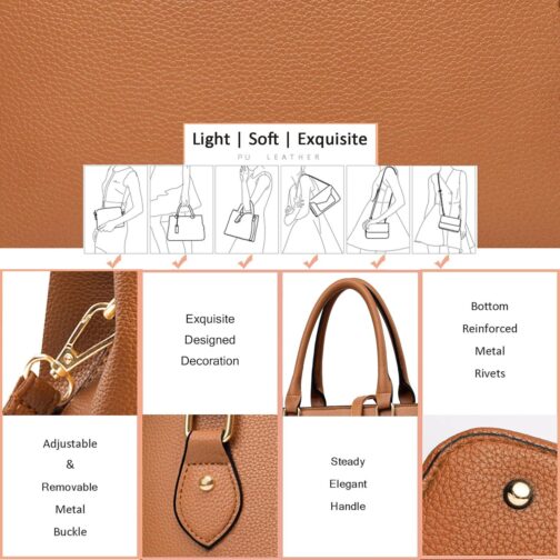 Purses and Handbags for Women Leather Crossbody Bags Women's Tote Shoulder Bag - Image 7