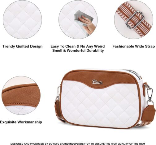 Quilted Crossbody Bag Women Purse: Vegan Leather Cross Body Bags - Small Shoulder Handbag - Image 6