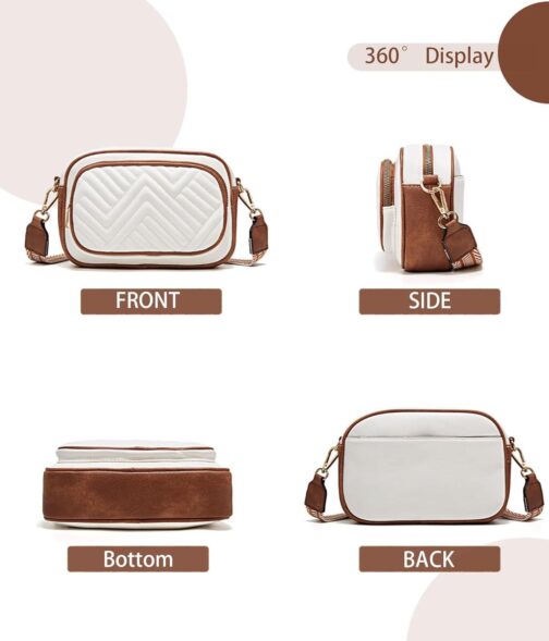 Quilted Crossbody Bags Purse for Women Small Vegan Leather Shoulder Handbags Purses with Two Straps,One Wide and One Narrow - Image 6