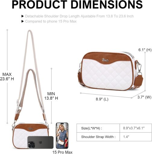 Quilted Crossbody Bag Women Purse: Vegan Leather Cross Body Bags - Small Shoulder Handbag - Image 4
