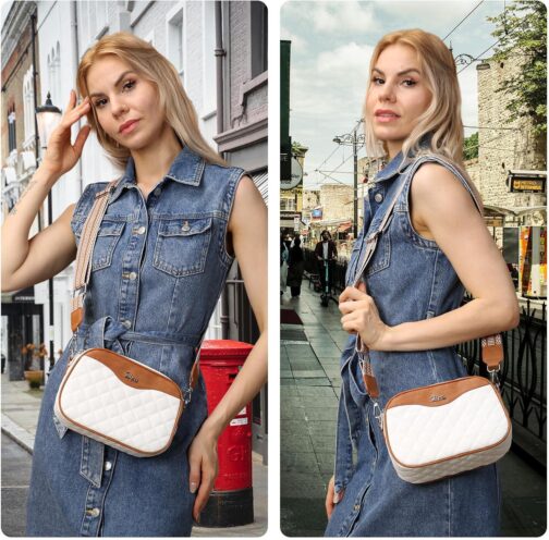 Quilted Crossbody Bag Women Purse: Vegan Leather Cross Body Bags - Small Shoulder Handbag - Image 2