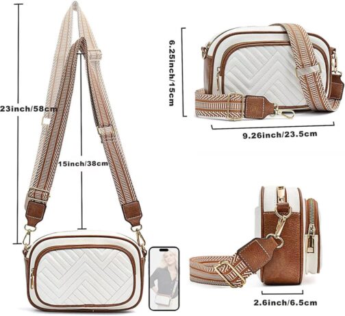 Quilted Crossbody Bags Purse for Women Small Vegan Leather Shoulder Handbags Purses with Two Straps,One Wide and One Narrow - Image 3