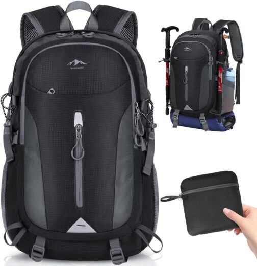 RAINSMORE Hiking Backpack 40L Lightweight Packable Camping Backpack Waterproof Travel Daypack Men Women Hiking Daypack