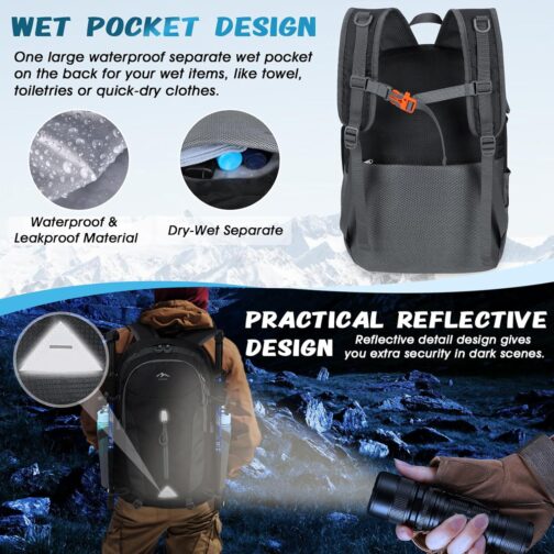 RAINSMORE Hiking Backpack 40L Lightweight Packable Camping Backpack Waterproof Travel Daypack Men Women Hiking Daypack - Image 6