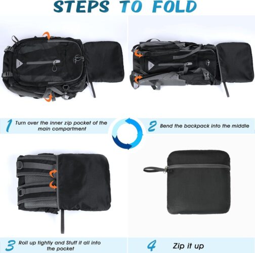 RAINSMORE Hiking Backpack 40L Lightweight Packable Camping Backpack Waterproof Travel Daypack Men Women Hiking Daypack - Image 5