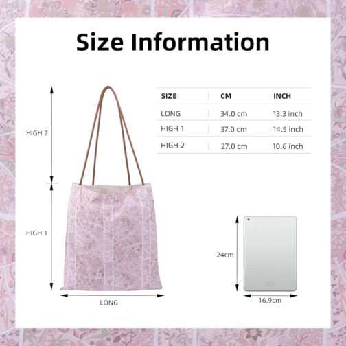 Rayon Hobo Bags for Women,Patterned Tote Bag,Large Capacity Shoulder Handbags with Inner Pockets - Image 2