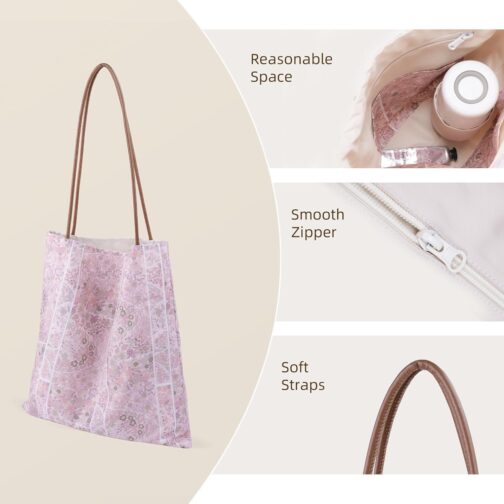 Rayon Hobo Bags for Women,Patterned Tote Bag,Large Capacity Shoulder Handbags with Inner Pockets - Image 4