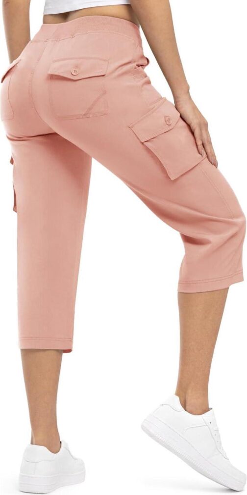 Rdruko Women's Cargo Capris Hiking Lightweight Quick Dry Summer Outdoor Casual Travel Pants with Pockets - Image 3
