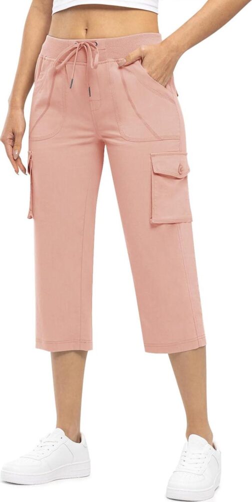 Rdruko Women's Cargo Capris Hiking Lightweight Quick Dry Summer Outdoor Casual Travel Pants with Pockets - Image 2
