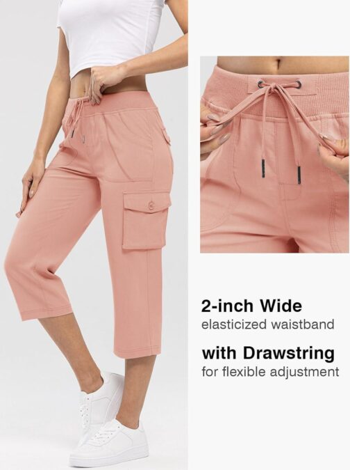 Rdruko Women's Cargo Capris Hiking Lightweight Quick Dry Summer Outdoor Casual Travel Pants with Pockets - Image 5