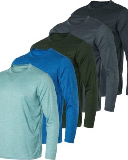 Real Essentials 3 and 5 Pack: Men’s Mesh Quick Dry Athletic Long Sleeve T-Shirt UPF SPF UV Sun (Available in Big and Tall)