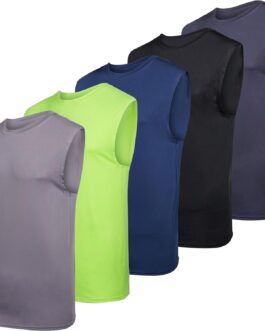 Real Essentials 3 and 5 Pack: Men’s Dry-Fit Active Muscle Tank Top – Standard and Big and Tall Sizes (S-5XLT)