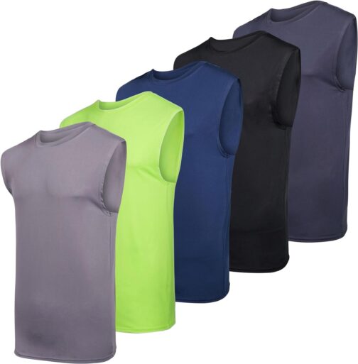 Real Essentials 3 and 5 Pack: Men's Dry-Fit Active Muscle Tank Top - Standard and Big and Tall Sizes (S-5XLT)