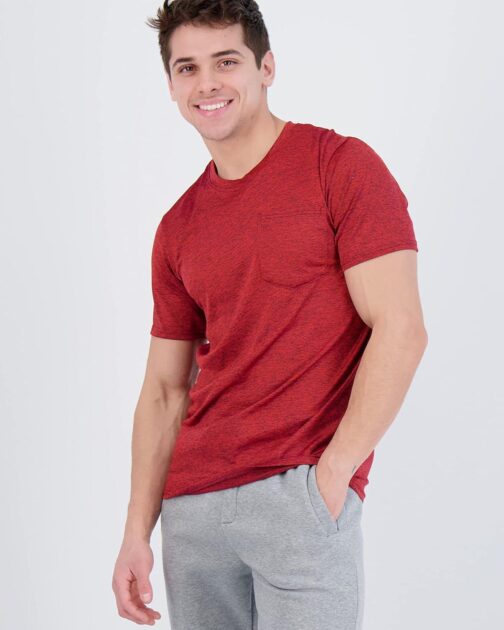 Real Essentials 4 Pack: Men's Dry-Fit Short Sleeve Pocket Crew Performance Athletic T-Shirt (Available in Big and Tall) - Image 2