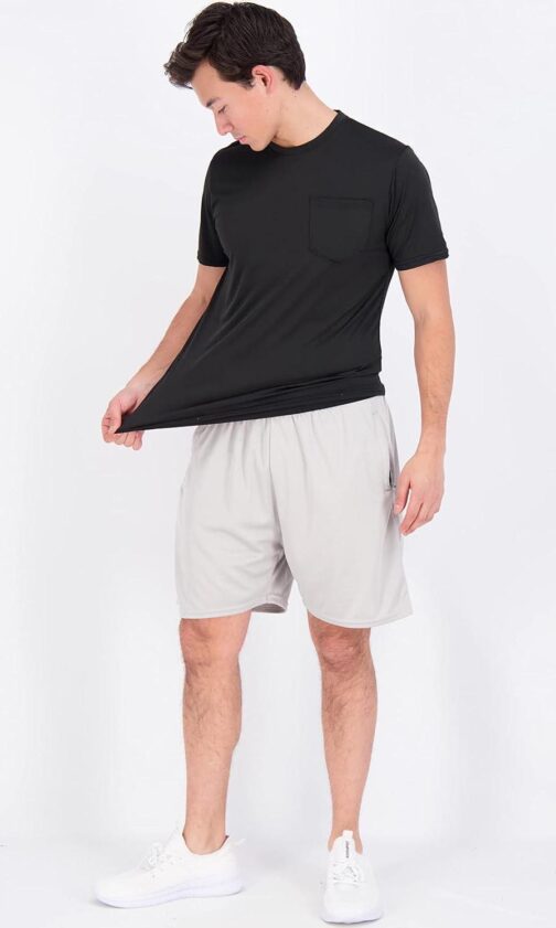 Real Essentials 4 Pack: Men's Dry-Fit Short Sleeve Pocket Crew Performance Athletic T-Shirt (Available in Big and Tall) - Image 4