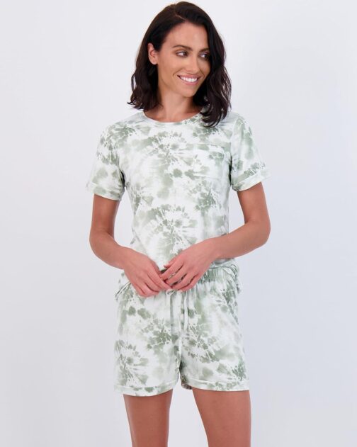 Real Essentials 4 Piece: Women s Short Sleeve Top with Shorts Pajama Set Ultra-Soft Lounge and Sleepwear (Available In Plus) - Image 2
