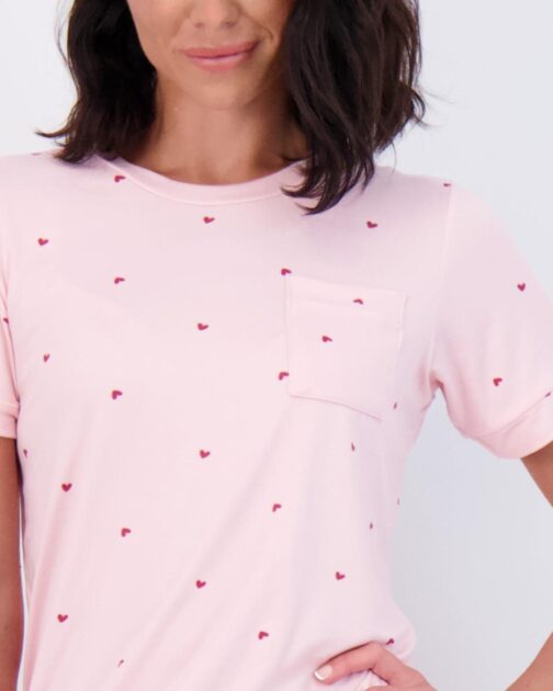 Real Essentials 4 Piece: Women s Short Sleeve Top with Shorts Pajama Set Ultra-Soft Lounge and Sleepwear (Available In Plus) - Image 3