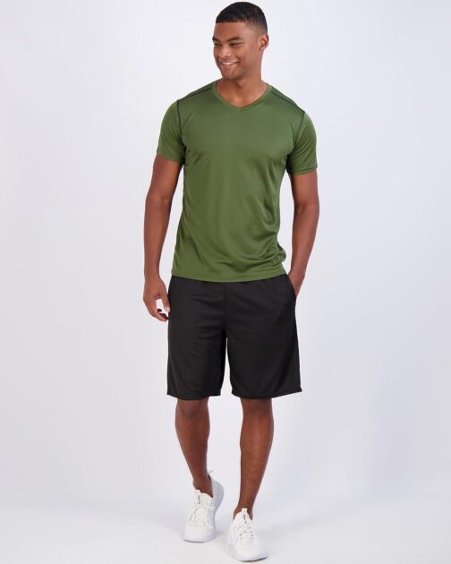 Real Essentials 5 Pack: Men's Mesh Quick Dry Short Sleeve V-Neck T-Shirt - Athletic Performance (Available in Big and Tall) - Image 5