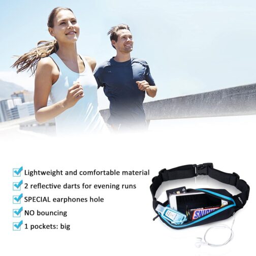 Running Belt Fanny Pack, Running Waist Pack for Women and Men USA Patented Hands-Free Reflective Runner Pouch Belt Fitness Workout Bag No-Bounce Adjustable Sport Travel Fanny Pack Cell Phone Holder - Image 7