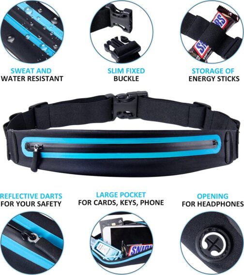 Running Belt Fanny Pack, Running Waist Pack for Women and Men USA Patented Hands-Free Reflective Runner Pouch Belt Fitness Workout Bag No-Bounce Adjustable Sport Travel Fanny Pack Cell Phone Holder - Image 2