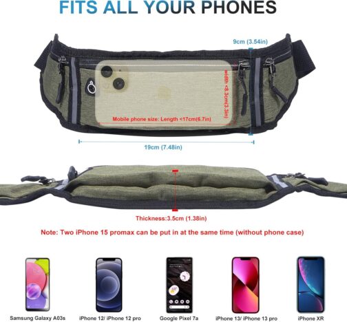 Running Belt Fanny Packs for women and men,Belt Bag for Hiking Cycling Workout,Reflective Fanny Packs for Men Runners Belt Compatible with iPhone13,12 pro,Travelling Money Phone Holder for Running - Image 7