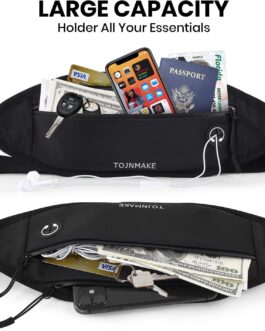 Running Belt Fanny Pack for Women Men Waterproof Small Waist Bag Black Fanny Pack for Travel Hiking Walking Workout Fashion Waist Packs (Black)