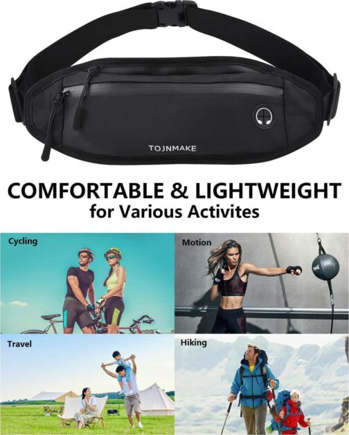 Running Belt Fanny Pack for Women Men Waterproof Small Waist Bag Black Fanny Pack for Travel Hiking Walking Workout Fashion Waist Packs (Black) - Image 6