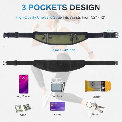 Running Belt Fanny Packs for women and men,Belt Bag for Hiking Cycling Workout,Reflective Fanny Packs for Men Runners Belt Compatible with iPhone13,12 pro,Travelling Money Phone Holder for Running - Image 4