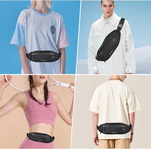 Running Belt Fanny Pack for Women Men Waterproof Small Waist Bag Black Fanny Pack for Travel Hiking Walking Workout Fashion Waist Packs (Black) - Image 5