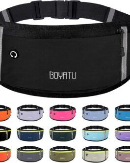 Running Belt Waist Fanny Pack: Waterproof Phone Holder Workout Pouch for Walking Jogging Black