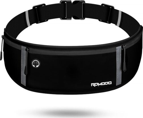 Running Belt for Men, Fanny Pack for Women, Waterproof Phone Holder for Running Workout Plus Size Adjustable Running Waist Belt Bag for iPhone 15 14 13 12 Pro Max Samsung Galaxy Note Pure Black